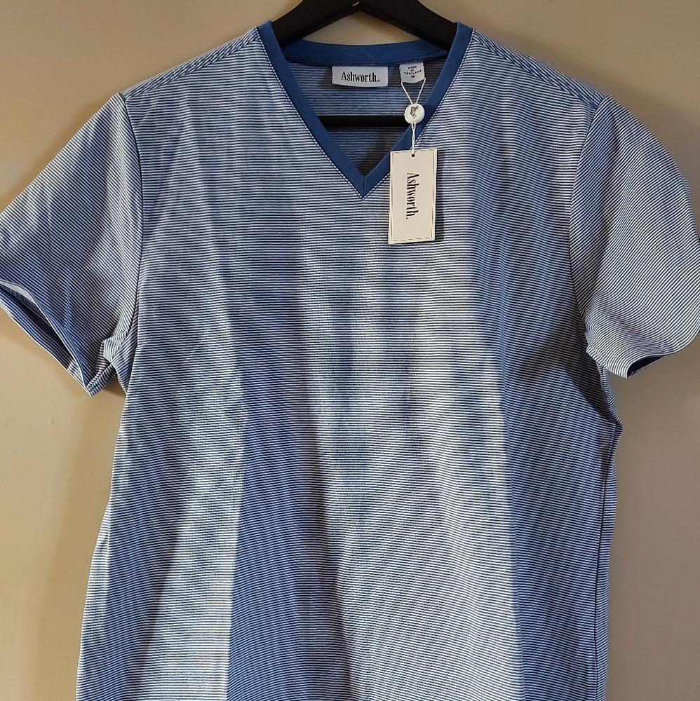 Ashworth striped Jersey short sleeve golf t shirt size medium